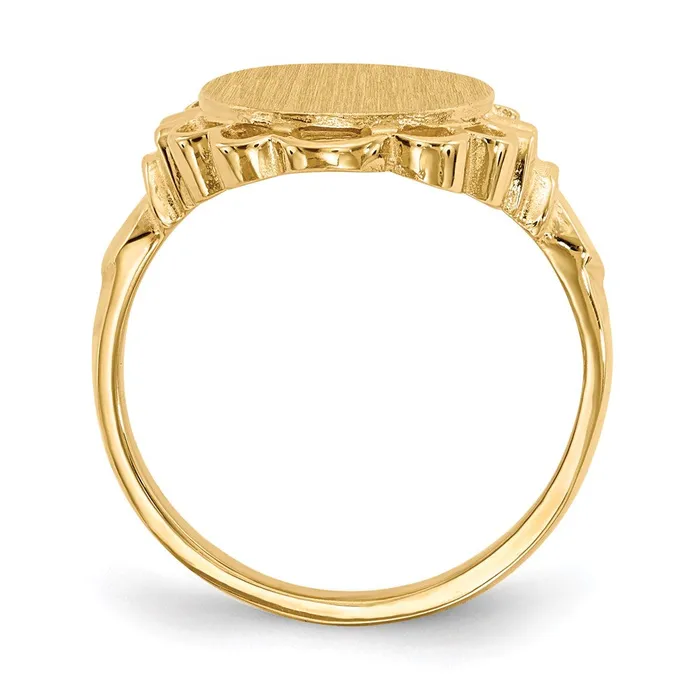 14K Yellow Gold 140x105mm Open Back Signet Ring Goldia Rings