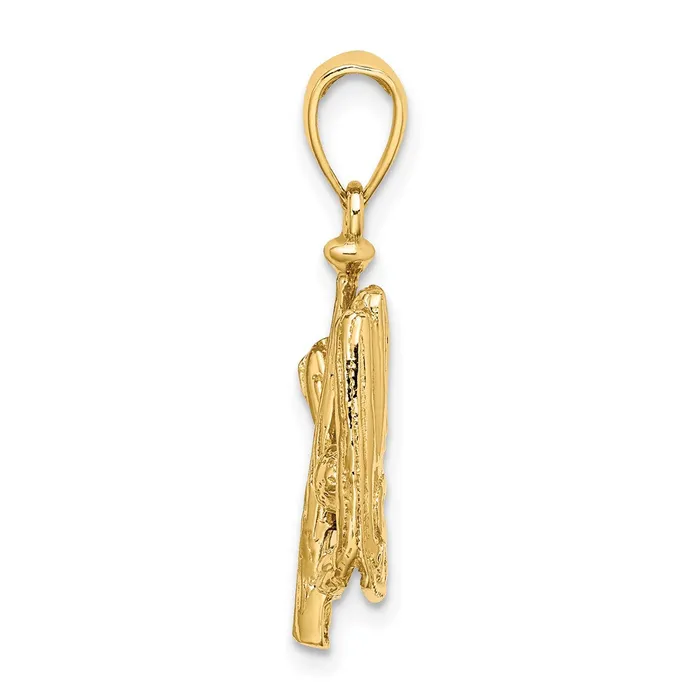14k Yellow Gold 3D Polished Baseball Glove Bat and Ball Charm Goldia Charm Necklaces