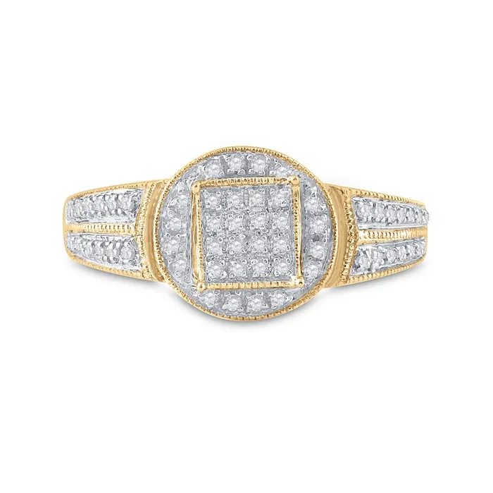 gndatlanta Rings 10k Yellow Gold Round Diamond Circle Frame Cluster Ring 15 Cttw