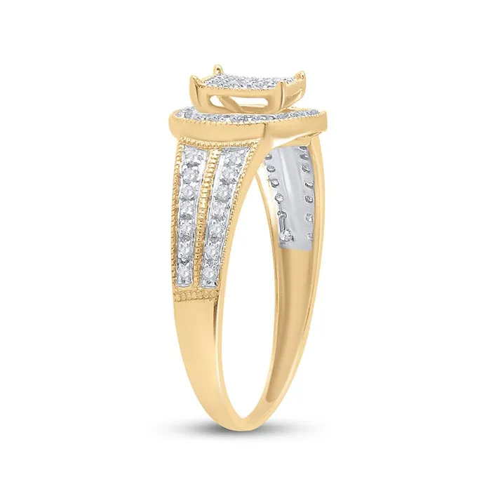 gndatlanta Rings 10k Yellow Gold Round Diamond Circle Frame Cluster Ring 15 Cttw