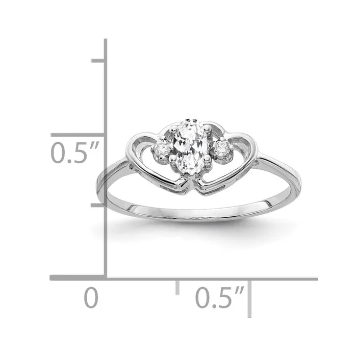 Goldiacom Rings 14k White Gold 5x3mm Oval Cubic Zirconia VS Real Diamond ring