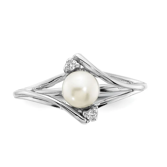 Goldia Rings 14k White Gold FW Cultured Pearl Diamond FW Cultured Pearl ring