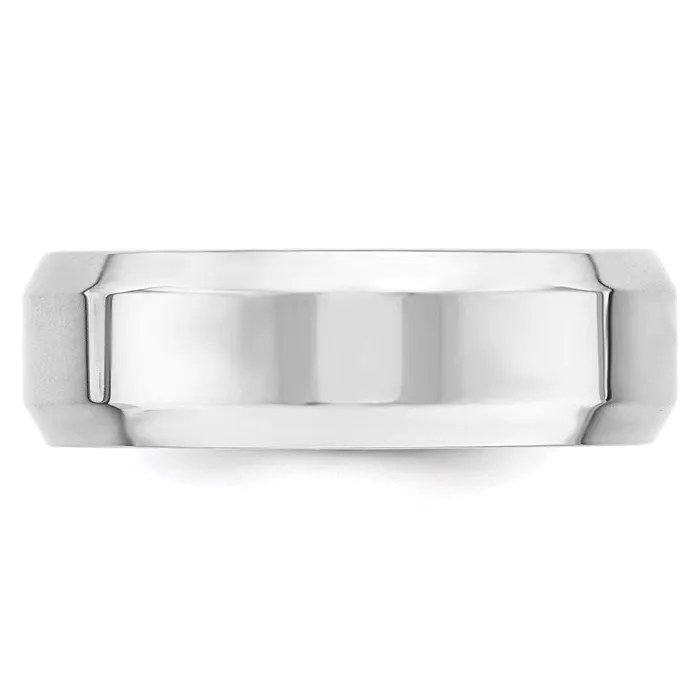 Rings Goldia Solid 14K White Gold 7mm Bevel Edge Comfort Fit MensWomens Wedding Band Ring Size 4 Rings Goldia Solid 14K White Gold 7mm Bevel Edge Comfort Fit MensWomens Wedding Band Ring Size 4