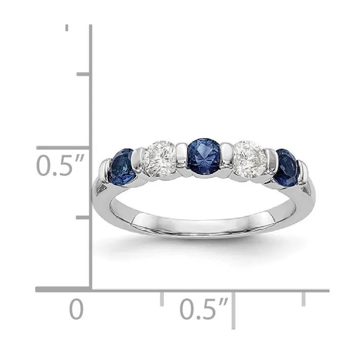 Solid 14k White Gold Simulated CZ wSimulated Sapphire Band Goldia Rings