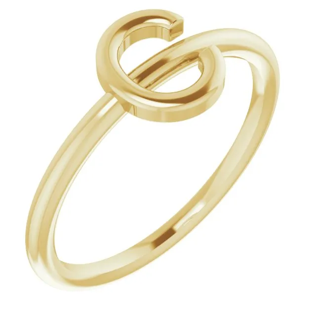 14K Yellow Initial C Ring TreasureFineJewelers Rings