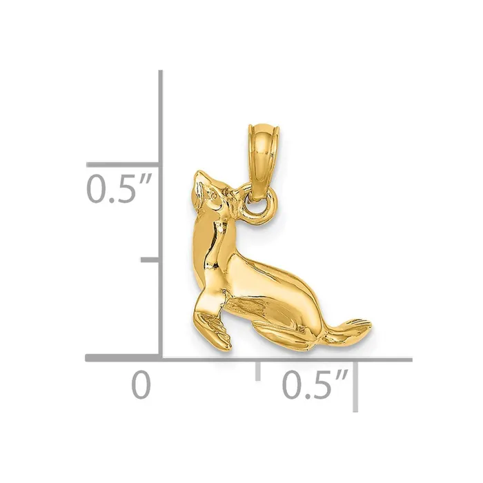 Charm Necklaces TreasureFineJewelers 14K 3D Polished Seal Charm