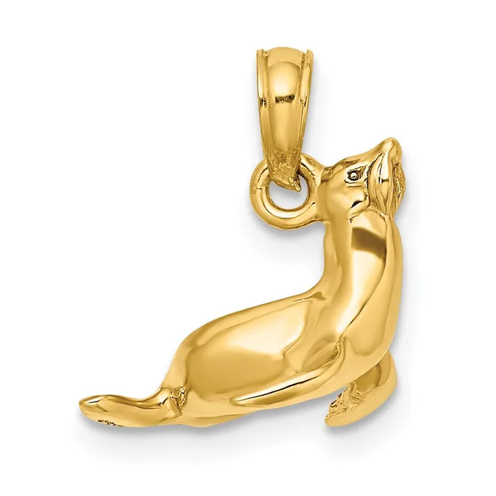Charm Necklaces TreasureFineJewelers 14K 3D Polished Seal Charm