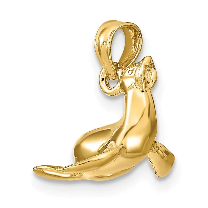 Charm Necklaces TreasureFineJewelers 14K 3D Polished Seal Charm