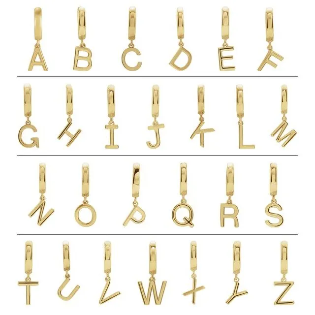 Earrings TreasureFineJewelers 14K Rose Gold Initial M Hinged Huggie Earring