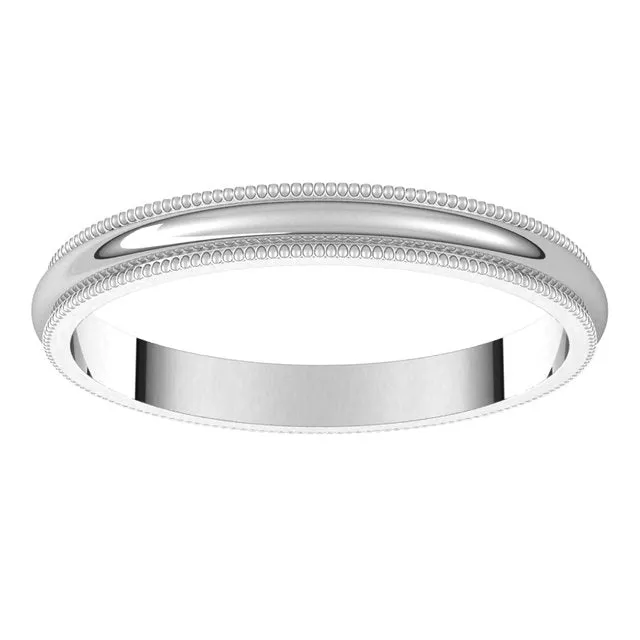Rings TreasureFineJewelers 14K White Gold 25 mm Milgrain Half Round Wedding Band