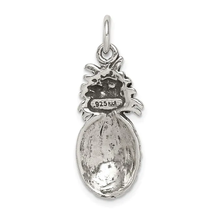 Rings TreasureFineJewelers Sterling Silver Antiqued Pineapple Charm