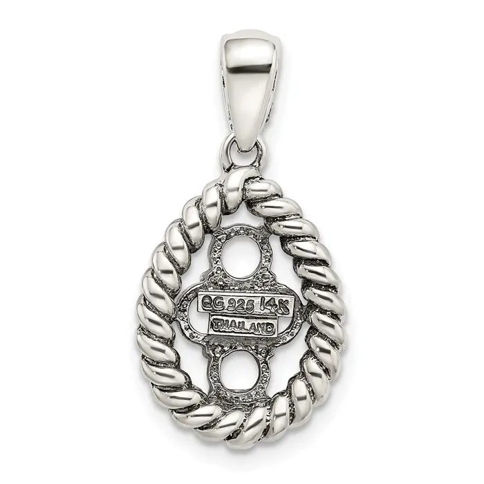 Sterling Silver 14k Fourstone and Diamond Mothers Pendant SemiMount TreasureFineJewelers Necklaces