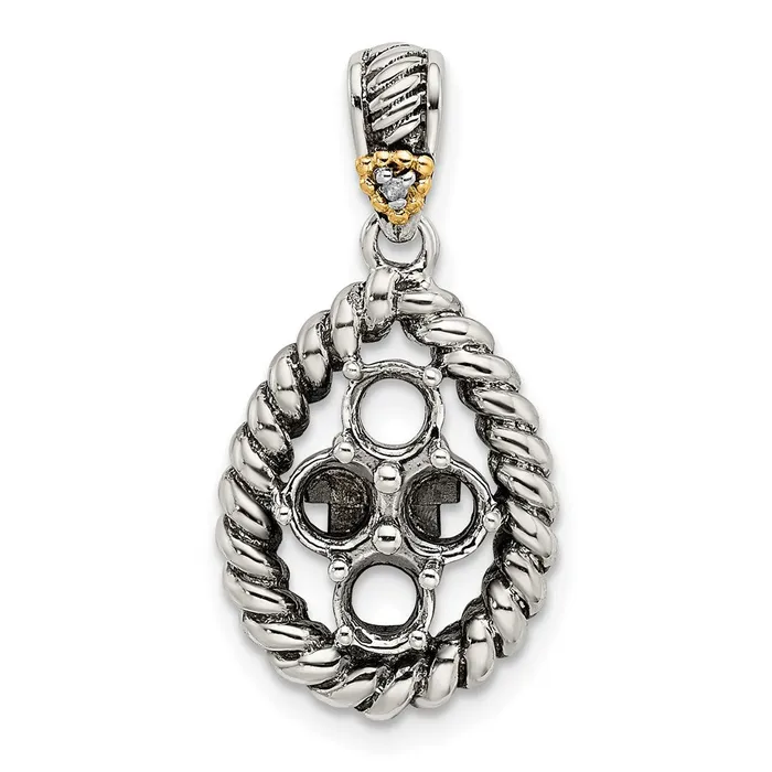 Sterling Silver 14k Fourstone and Diamond Mothers Pendant SemiMount TreasureFineJewelers Necklaces
