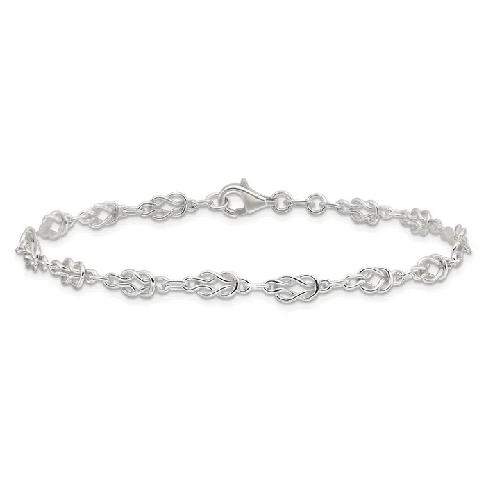 Sterling Silver 9inch Solid Polished Fancy KnotLink Anklet TreasureFineJewelers Rings