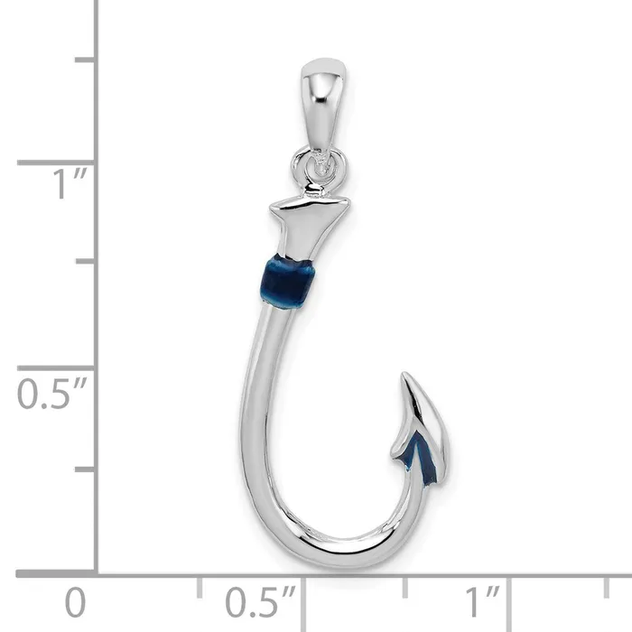 Sterling Silver Polished 3D Enameled Fish Hook Pendant TreasureFineJewelers Necklaces