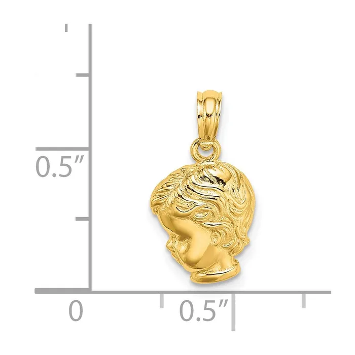 TreasureFineJewelers Charm Necklaces 14k Boy Head Charm