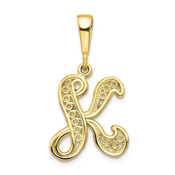 TreasureFineJewelers Necklaces 10k Yellow Gold Initial K Pendant