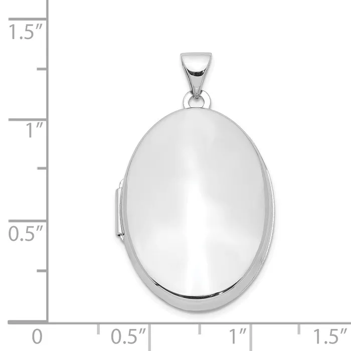 TreasureFineJewelers Rings Sterling Silver Rhodiumplated Polished 26mm Oval Locket