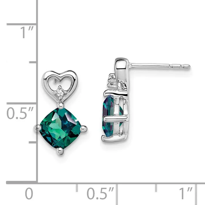 Earrings WB Choice Jewelry 14k White Gold Created Alexandrite and Diamond Heart EarringsWBCEM7399CA002WA