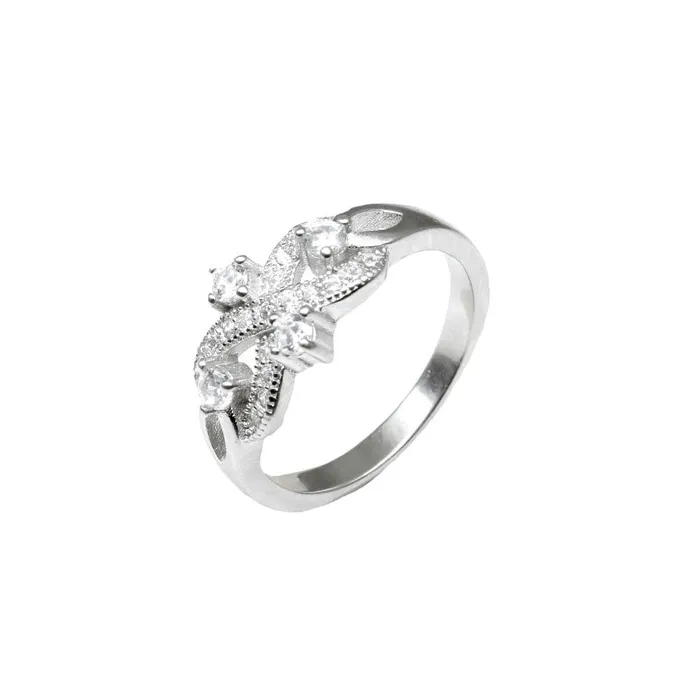 Karizma Jewels Rings Beautiful Real Sterling Silver Ring CZ Studded Platinum Finish