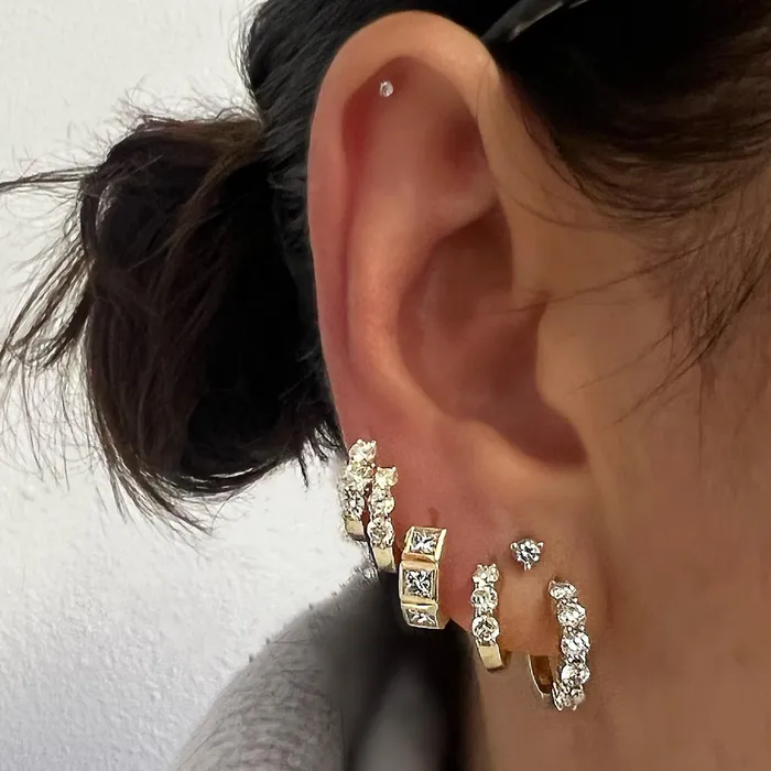 Shylee Rose Jewelry Earrings 3 Diamond Huggie Earrings
