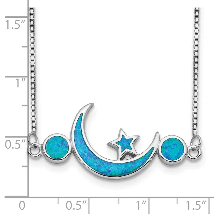 Sterling Silver Rhodplated Created Opal Moon and Star NecklaceWBCQG432819 WB Choice Jewelry Necklaces Sterling Silver Rhodplated Created Opal Moon and Star NecklaceWBCQG432819 WB Choice Jewelry Necklaces