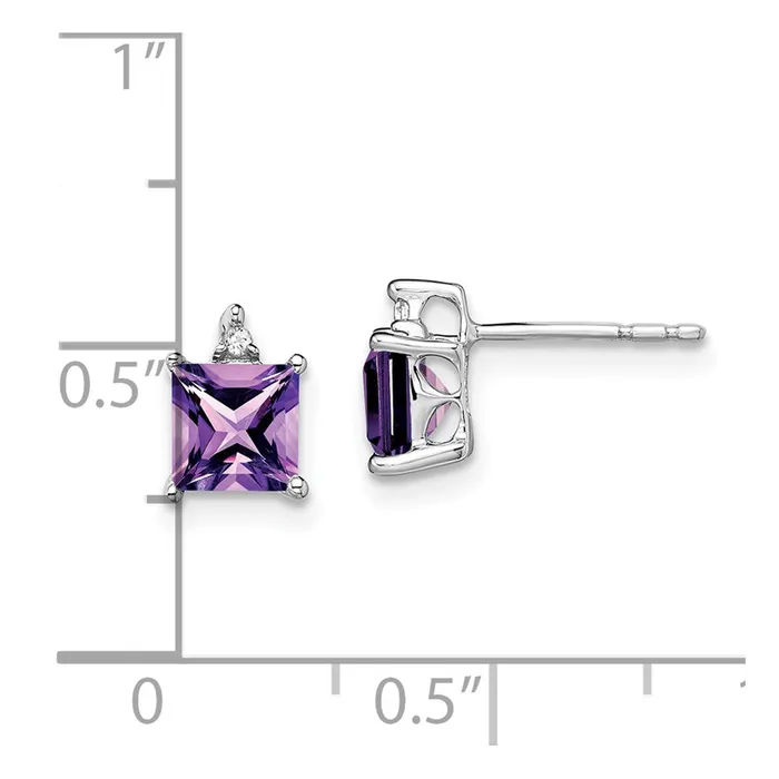 WB Choice Jewelry 14k White Gold Princess Amethyst and Diamond EarringsWBCEM7085AM001WA Earrings WB Choice Jewelry 14k White Gold Princess Amethyst and Diamond EarringsWBCEM7085AM001WA Earrings