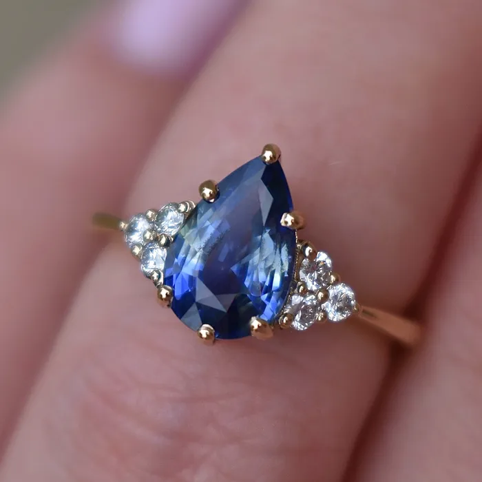 Bi Color Sapphire and Diamond Engagement Ring White and Blue Sapphire Ring Albrecht Jewellery Rings Bi Color Sapphire and Diamond Engagement Ring White and Blue Sapphire Ring Albrecht Jewellery Rings