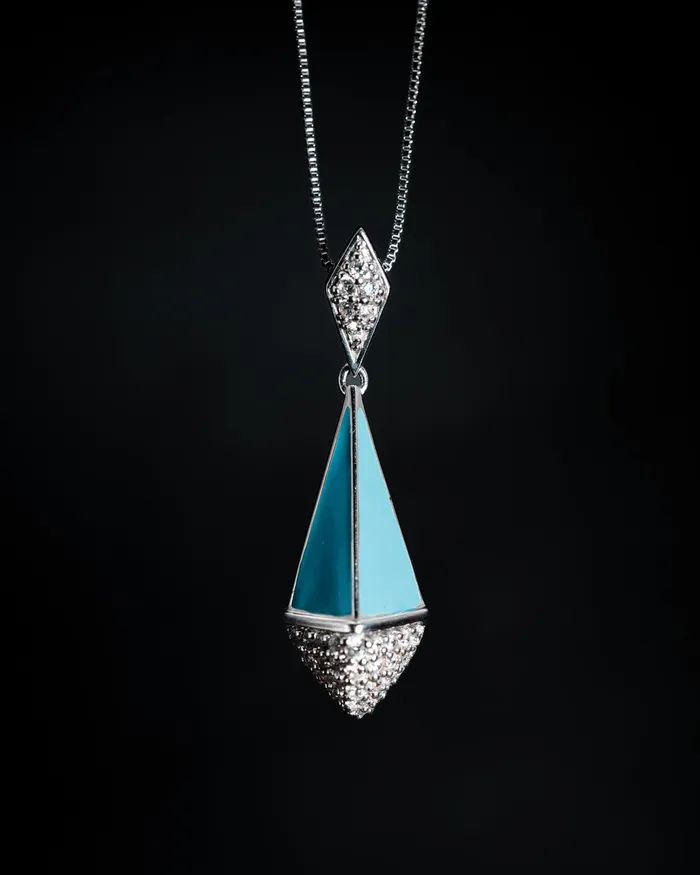 Sterling Silver and Blue Enamel Pendant Belle Etoile Necklaces