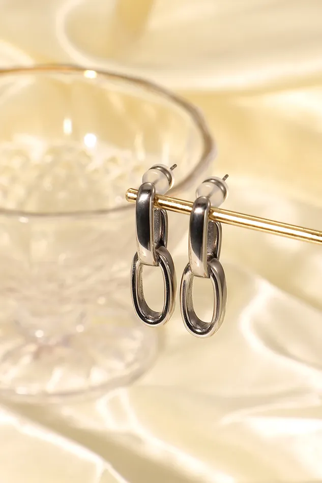 GoldPlated Chain Link Earrings Trendsi Earrings