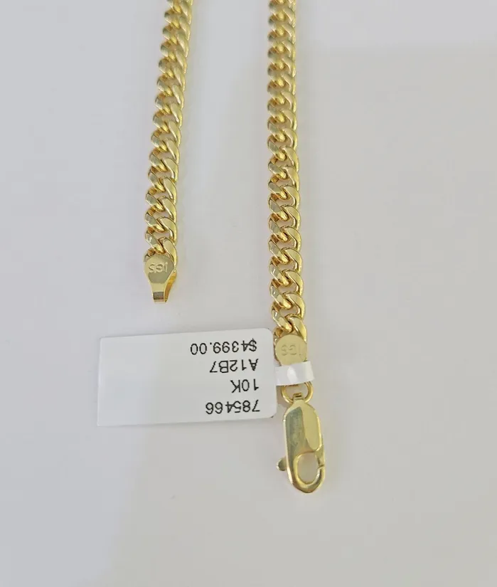 Necklaces globalwatches10 10K Miami Cuban Link Chain Yellow Gold Real 5mm 24 inch Necklace