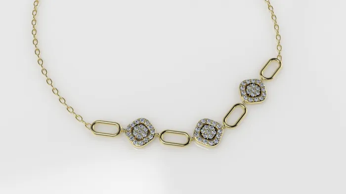 Necklaces Jcm 21 jewelry 14K Gold Necklace with 60 STONES length is 18 inches with chain STT Prong