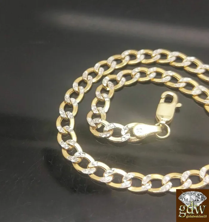 Real 10k Yellow Gold Cuban Curb Link Bracelet 9 Inch 8mmRope FrancoTurkish N Gold and Diamond Bracelets
