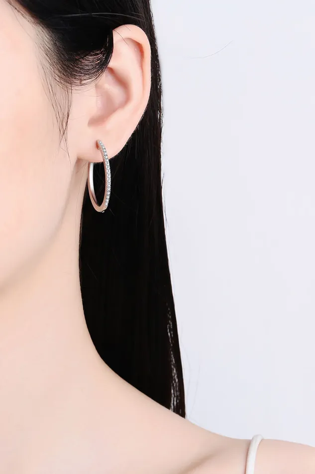 RhodiumPlated Moissanite Hoop Earrings Trendsi Earrings