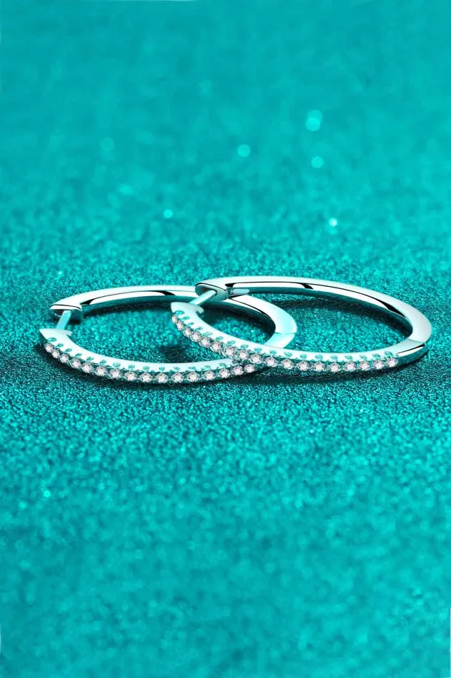 RhodiumPlated Moissanite Hoop Earrings Trendsi Earrings