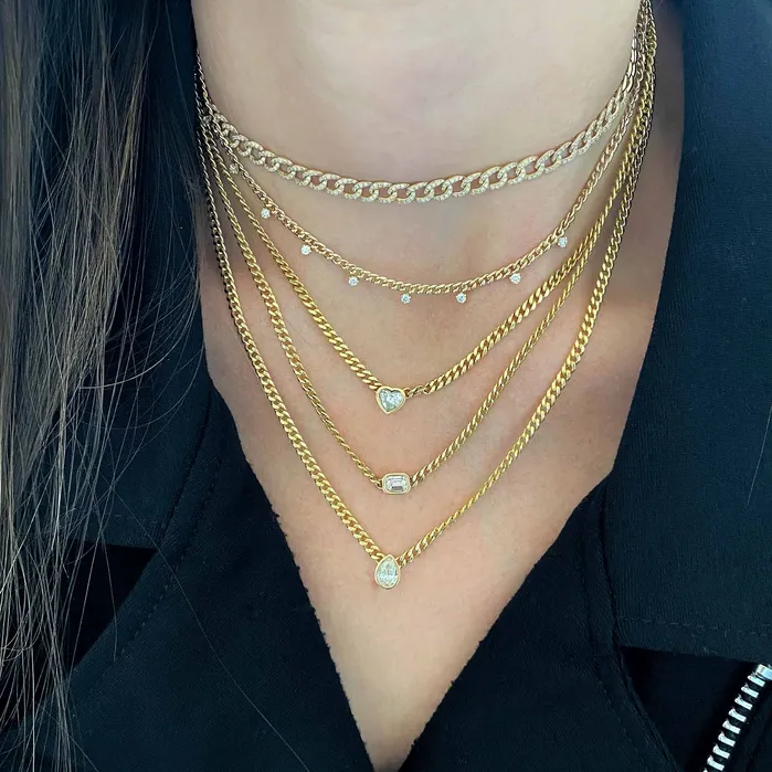 Alev Collection Necklaces Bezel Diamond Cuban Necklace