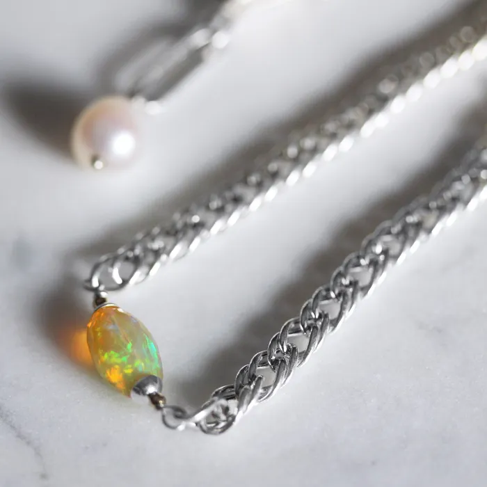 Elisa Ilana Ethiopian Opal Freshwater Pearl Necklace Necklaces