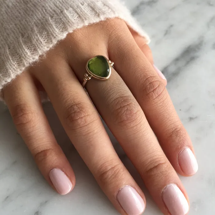 Emily Amey Jewelry Rings Vessonite triangle With Diamonds Ring in 14k gold and sterling silver