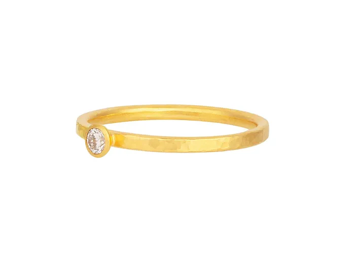 GURHAN Prism Gold Diamond Stacking Ring 3mm Round GG GOLD OOAK Rings