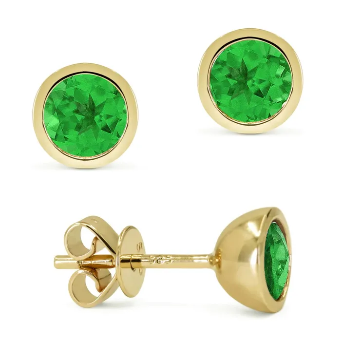 Madison L Earrings 14KY Round Birthstone Stud Earrings