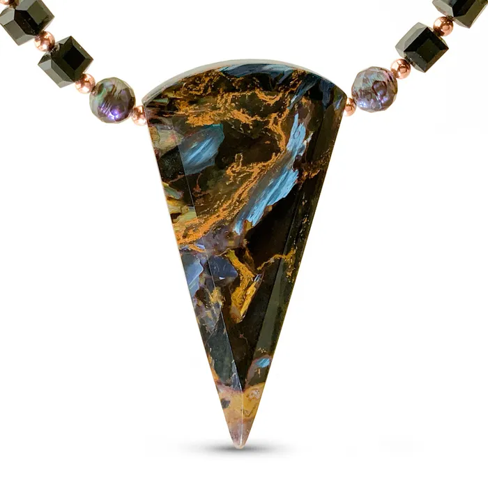 Necklaces Elisa Ilana Pietersite Peacock Pearl Necklace