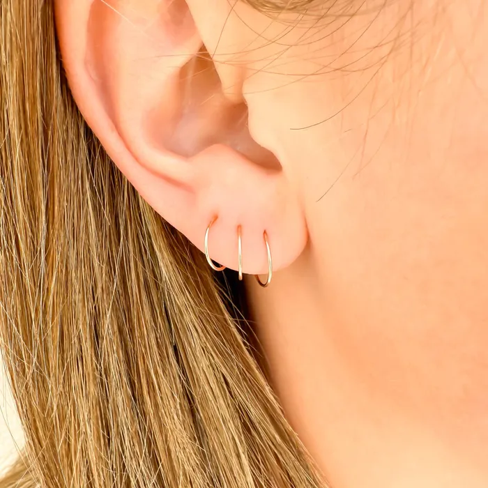 PreStyled Sets Hoops By Hand 14K Rose Gold Mini Eyelet Hoops PreStyled Sets Hoops By Hand 14K Rose Gold Mini Eyelet Hoops