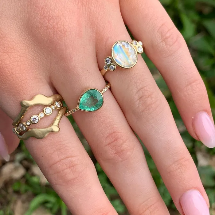 Rings Emily Amey Jewelry Simple Octopus Halo Band in 14k gold or Sterling Silver