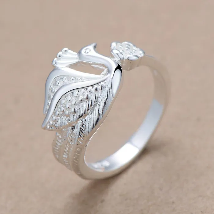 Rings sparklingselections Beautiful Peacock Silver Plated Fashion Ring For Women678 Rings sparklingselections Beautiful Peacock Silver Plated Fashion Ring For Women678