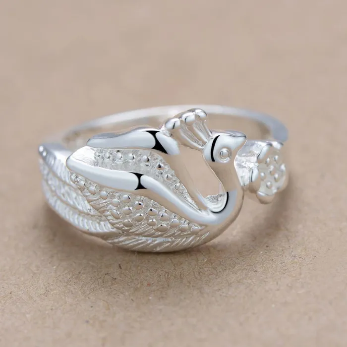 Rings sparklingselections Beautiful Peacock Silver Plated Fashion Ring For Women678 Rings sparklingselections Beautiful Peacock Silver Plated Fashion Ring For Women678