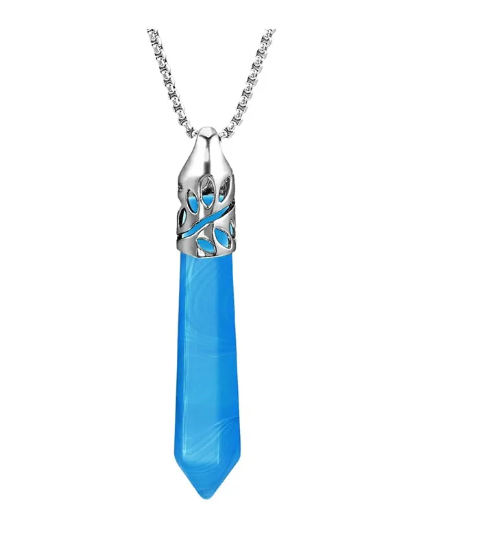 Sparkling Selections Necklaces Fashion Healing Energy Gemstones Crystal Stainless Steel Chain Pendant Necklace for Women
