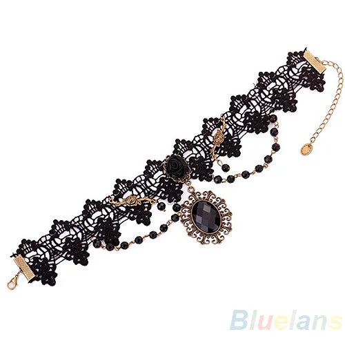 sparklingselections Lolita Gothic Black Flower Lace Choker Necklace for Women Necklaces sparklingselections Lolita Gothic Black Flower Lace Choker Necklace for Women Necklaces