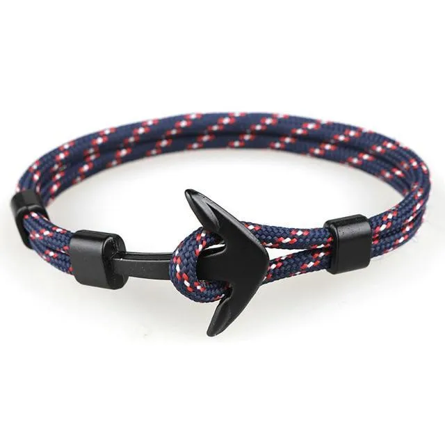 sparklingselections New Trendy Punk Handmade Black Anchor Bracelet Bracelets