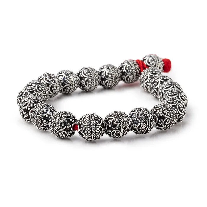 Beadsofcambaycom Rings 10mm Antiqued Sterling Silver Plated Copper Bali Design Round 8 inch 20 Beads Beadsofcambaycom Rings 10mm Antiqued Sterling Silver Plated Copper Bali Design Round 8 inch 20 Beads