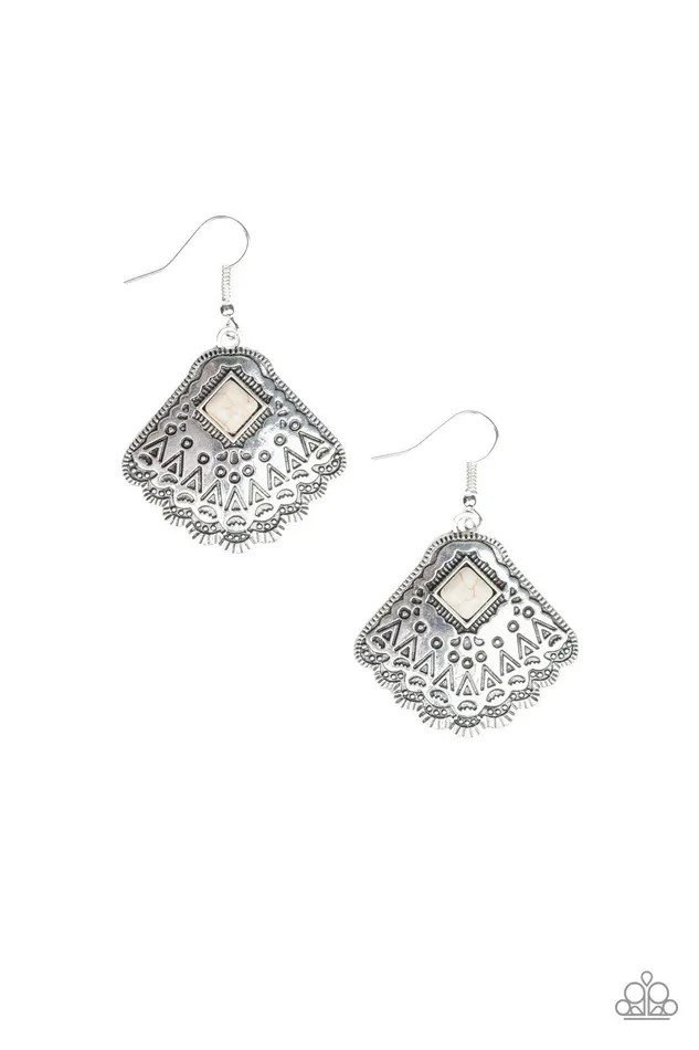 Earrings Paparazzi Accessories Mountain Mesa White Earrings Jewelry by Bretta